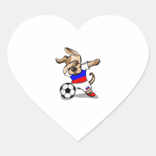 Sticker Cœur Drôle Dabbing Chien Russie Soccer Jersey Russe Foo