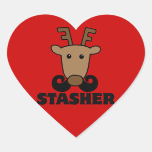 Sticker Cœur drôle dasher planqueur barbe de renne