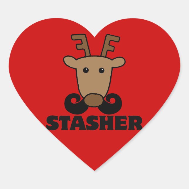 Sticker Cœur drôle dasher planqueur barbe de renne (Devant)