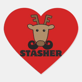 Sticker Cœur drôle dasher stasher mustache rennes