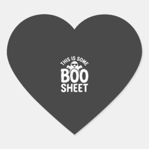 Sticker Cœur Drôle de feuille de Boo fantôme Halloween Design_1