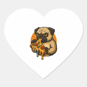 Sticker Cœur Drôle de pug avec pizza nourriture italienne dessi