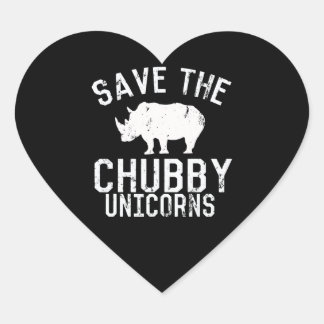 Sticker Cœur Drôle Enregistrer Chubby Unicorns Fat Rhino
