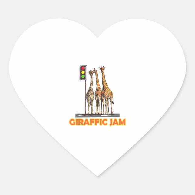 Sticker Cœur Drôle Jam de la Giraffe de Pun (Devant)
