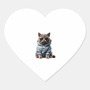 Sticker Cœur Drôle Lazy British Shorthair Chillin Relaxant