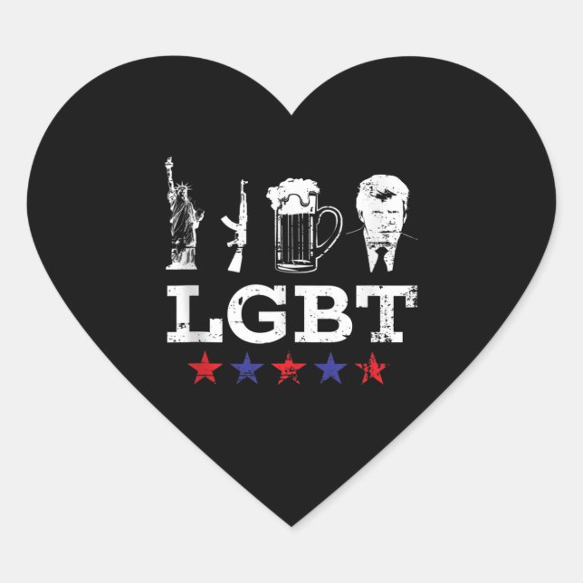 Sticker Cœur Drôle LGBT Liberty Bière Trump Drôle LGBT (Devant)