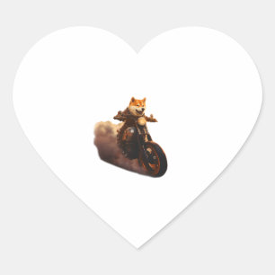 Sticker Cœur Drôle, Shiba Inu, Moto, Chien, Marionnette, Hommes