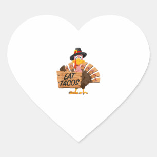Sticker Cœur Drôle Turquie Thanksgiving Manger Tacos Vegan Pilg
