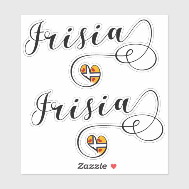 Sticker Coeur du drapeau de la Frise, Frisians (Feuille)