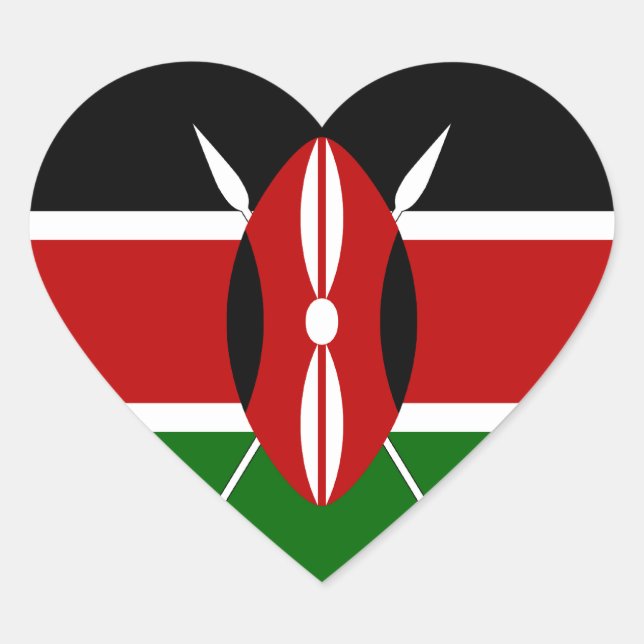 Sticker Coeur du drapeau du Kenya (Devant)