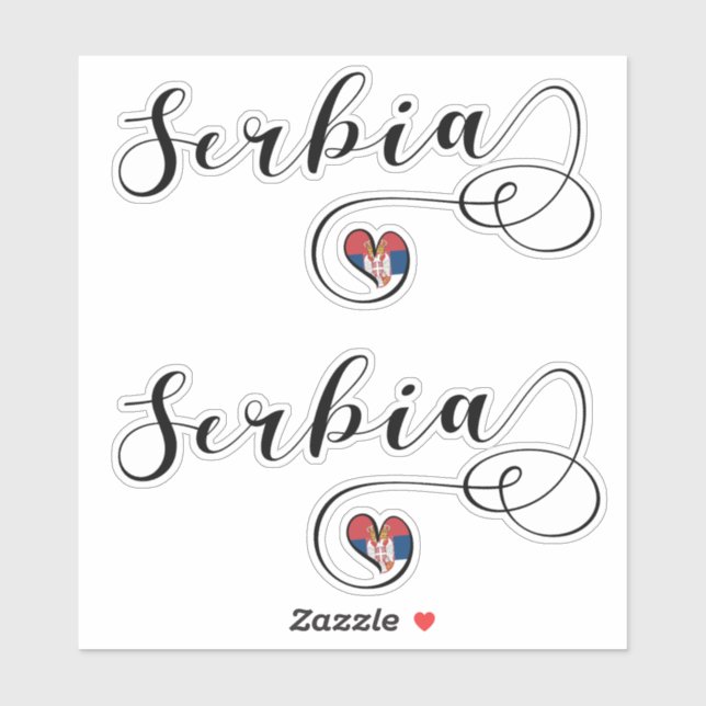Sticker Coeur du drapeau serbe, Republika Srbija (Feuille)