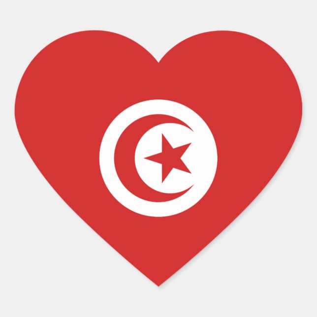 Sticker Coeur du drapeau tunisien (Devant)