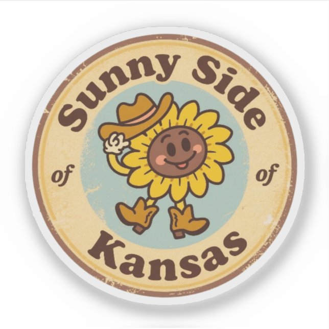Sticker Coeur du Kansas_ Sunflower Prairie Charme Vintage (Devant)