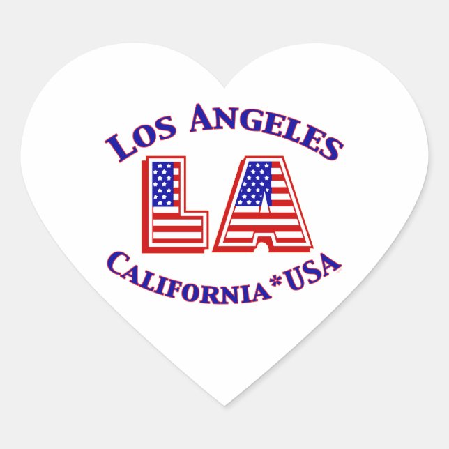 Sticker Coeur du logo patriotique Los Angeles USA (Devant)