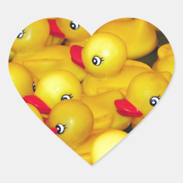 Sticker Cœur Duckies en caoutchouc jaunes mignons (Devant)