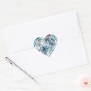 Sticker Cœur Dusk Blue Grey Alcool Liquide Encre Épersion