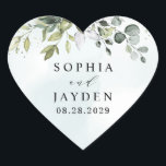 Sticker Cœur Dusty Blue Eucalyptus Vert Mariage Succulent<br><div class="desc">Ce design est disponible avec deux nuances bleues poussiéreuses différentes. Une option est plus poussiéreuse que l'autre et penche vers un bleu gris-poussiéreux. Celui-ci que vous visualisez penche plus vers le bleu pour les éclaboussures aquarelle. Comparez chaque aperçu à l'écran pour une correspondance parfaite en ce qui concerne l'ombre de...</div>