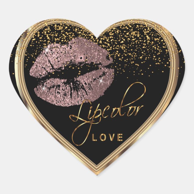 Sticker Cœur Dusty Rose Parties scintillant Lipcolor Love (Devant)