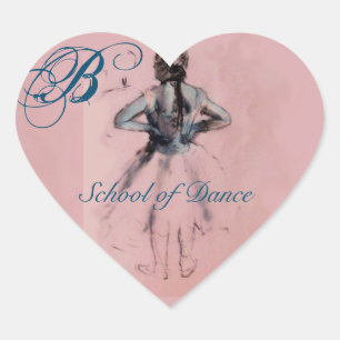 STICKER CŒUR ÉCOLE DE DANSE / BALLERINA BALLET DANSER MONOGRAM