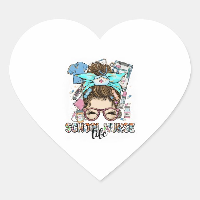 Sticker Cœur École Nurse Life Messy Bun (Devant)
