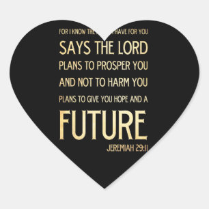 Sticker Cœur Écriture chrétienne Bible Verse Art Jérémie 29:11