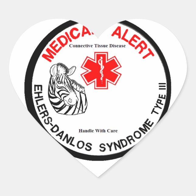 Sticker Cœur Ehlers Danlos Type 3 Alerte Médicale (Devant)