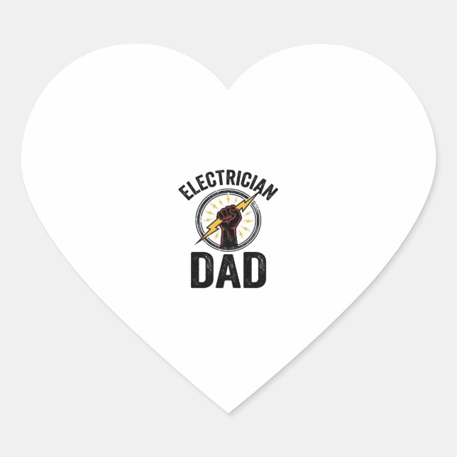 Sticker Cœur Electrician Dad Vintage Engraving Vector Shirt Des (Devant)