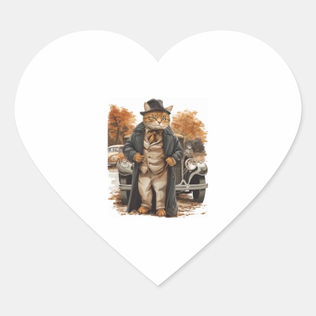 Sticker Cœur Élégance de chat vintage (Devant)
