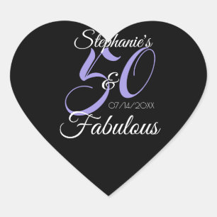 Sticker Cœur Élégant 50 et Fabuleux Mug Personnalisé d'Annivers