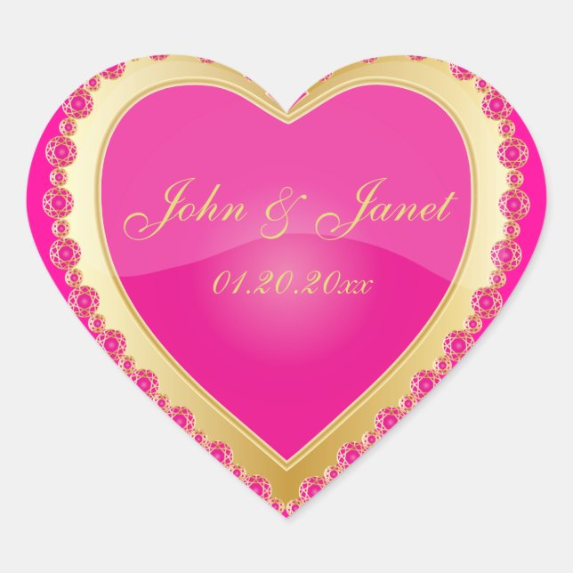 Sticker Cœur Élégant amour brillant rose or joyau Coeur (Devant)