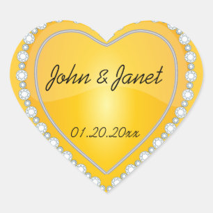 Sticker Cœur Élégant amour coeur jaune brillant