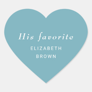 Sticker Cœur Élégant bleu rétro simple avec Mariage Monogram