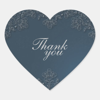 Sticker Cœur Elégant gris marine tourbillons floraux mariages m