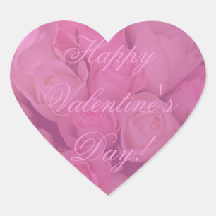 Sticker Cœur Élégant Heureuse Sainte-Valentin de fleurs de ro