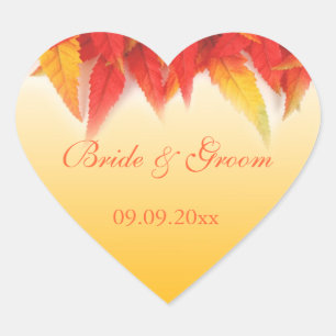 Sticker Cœur Élégant, joli mariage de automne