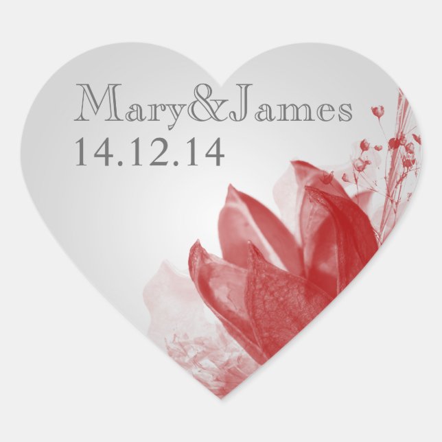 Sticker Cœur Elégant Mariage Date Beauté De La Nature Rouge (Devant)