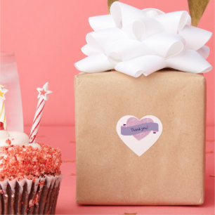 Sticker Cœur Élégant Merci de coeur rose-bleu