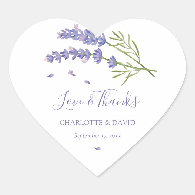 Sticker Cœur Elégant Moderne Purple Lavender Mariage Faveur (Devant)