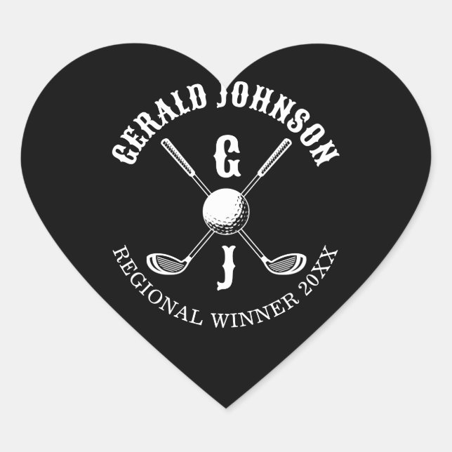 Sticker Cœur Élégant Monogr Golf... (Devant)