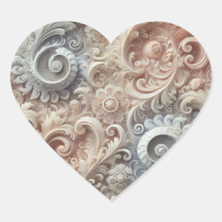 Sticker Cœur Élégant Motif de dentelle Pastel Gradient