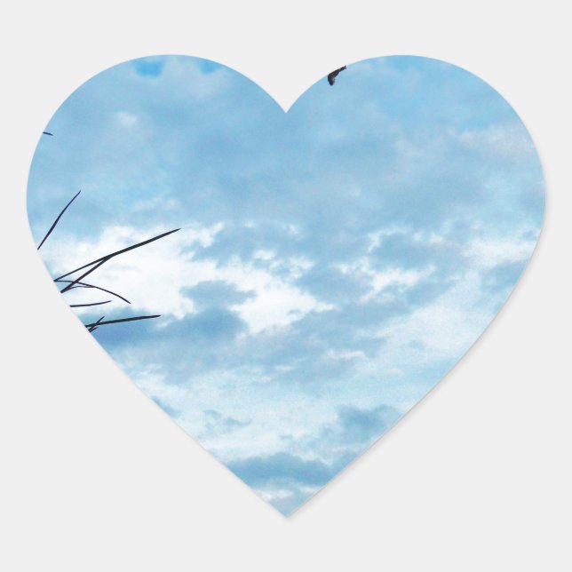 Sticker Cœur Élégant Noël Holly, ciel bleu (Devant)