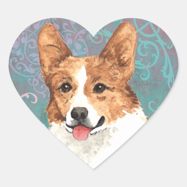 Sticker Cœur Elégant Pembroke Welsh Corgi (Devant)