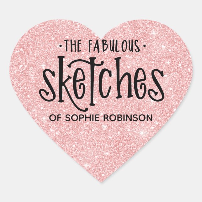 Sticker Cœur Elégant rose fille Parties scintillant Artiste aff (Devant)