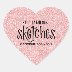 Sticker Cœur Elégant rose fille Parties scintillant Artiste aff