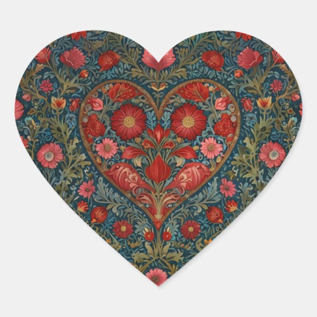 Sticker Cœur Elegant Victorian Valentines Day heart design (Devant)