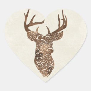 Sticker Cœur Élégants bois de cerf Mariage rustique de campagne