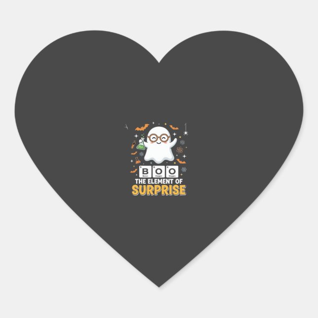 Sticker Cœur Élément de surprise de fantôme de design Halloween (Devant)