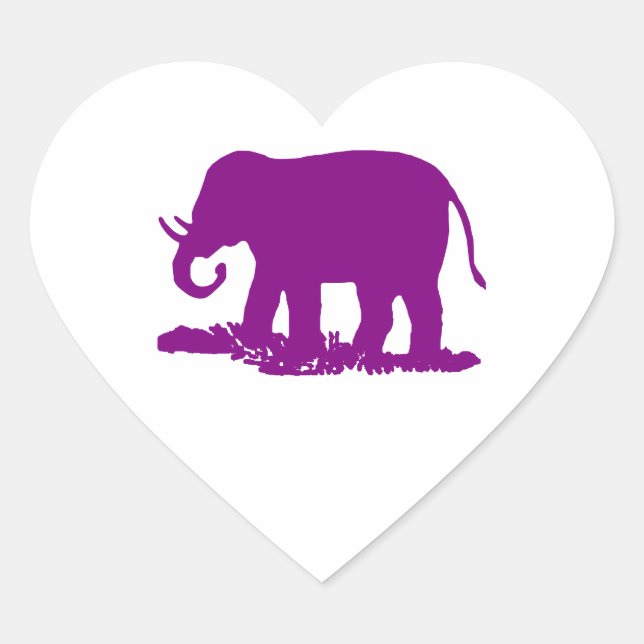 Sticker Cœur Éléphant Violet (Devant)