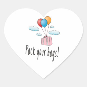 Sticker Cœur Emballez vos sacs et partons en vacances