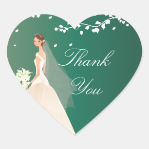 Sticker Cœur Émeraude Green Bride Fête des mariées Coeur Sticke